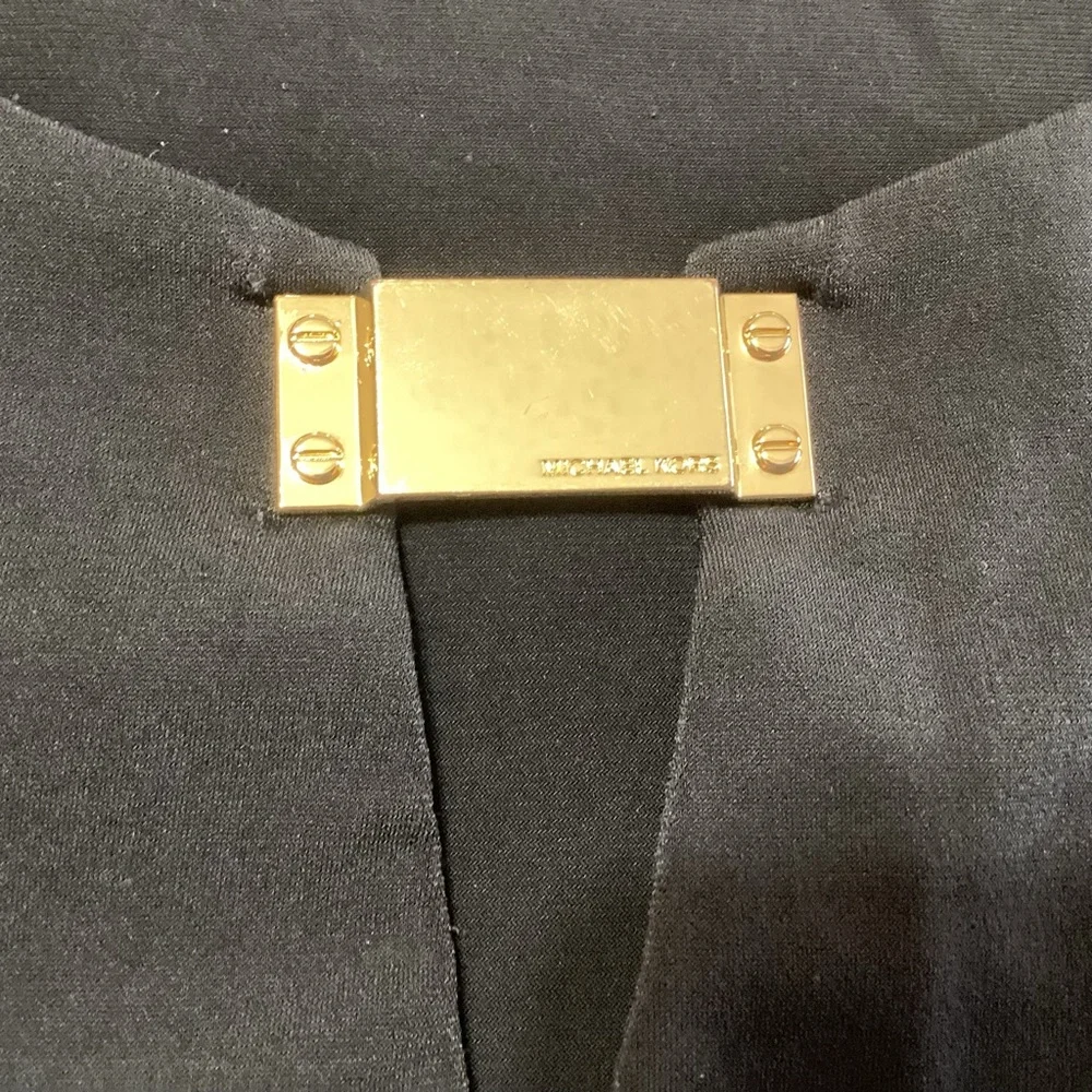 Michael Michael Kors Black Pullover Top with Gold Metal Logo XL Stretchy Goth - Picture 4 of 6